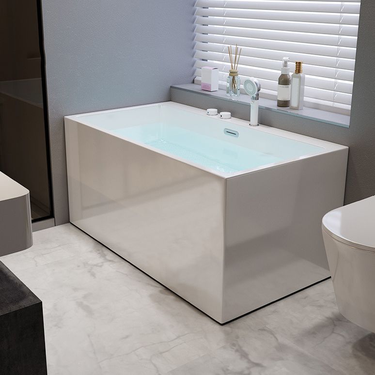 Acrylic Rectangular Back to Wall Bath Tub Freestanding Bathtub with Center Drain Clearhalo 'Bathroom Remodel & Bathroom Fixtures' 'Bathtubs' 'Home Improvement' 'home_improvement' 'home_improvement_bathtubs' 'Showers & Bathtubs' 1200x1200_95db48e9-906e-4b3d-b2ff-75fd54f67874