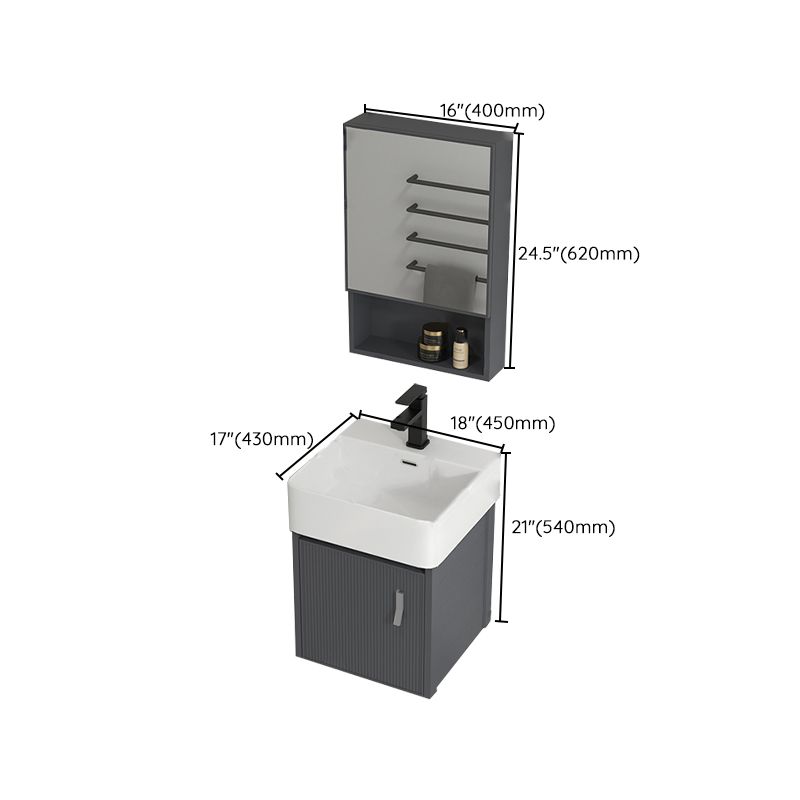 Single Sink Bathroom Vanity Modern Gray Metal Frame Rectangular Vanity Set Clearhalo 'Bathroom Remodel & Bathroom Fixtures' 'Bathroom Vanities' 'bathroom_vanities' 'Home Improvement' 'home_improvement' 'home_improvement_bathroom_vanities' 1200x1200_95eae671-bcaa-4f99-b63f-991478f4e1fa