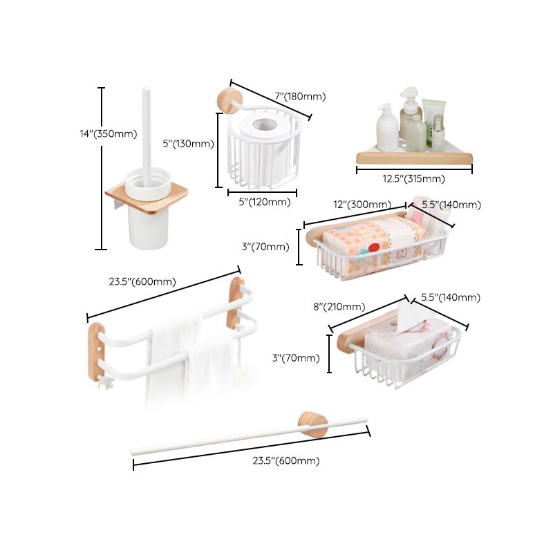 White Bathroom Set Solid Wood & Aluminum Bathroom Accessory as Individual or as a Set Clearhalo 'Bathroom Hardware Sets' 'Bathroom Hardware' 'Bathroom Remodel & Bathroom Fixtures' 'bathroom_hardware_sets' 'Home Improvement' 'home_improvement' 'home_improvement_bathroom_hardware_sets' 1200x1200_95fa68db-90ea-4407-962a-675309f00cbb