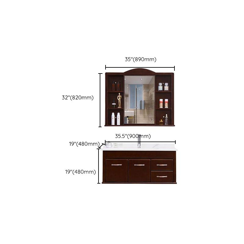 Mid Century Modern Sink Vanity Wall Mount Bathroom Vanity with Mirror Clearhalo 'Bathroom Remodel & Bathroom Fixtures' 'Bathroom Vanities' 'bathroom_vanities' 'Home Improvement' 'home_improvement' 'home_improvement_bathroom_vanities' 1200x1200_95faf6f7-0717-4b4c-86e6-127eee5968b4