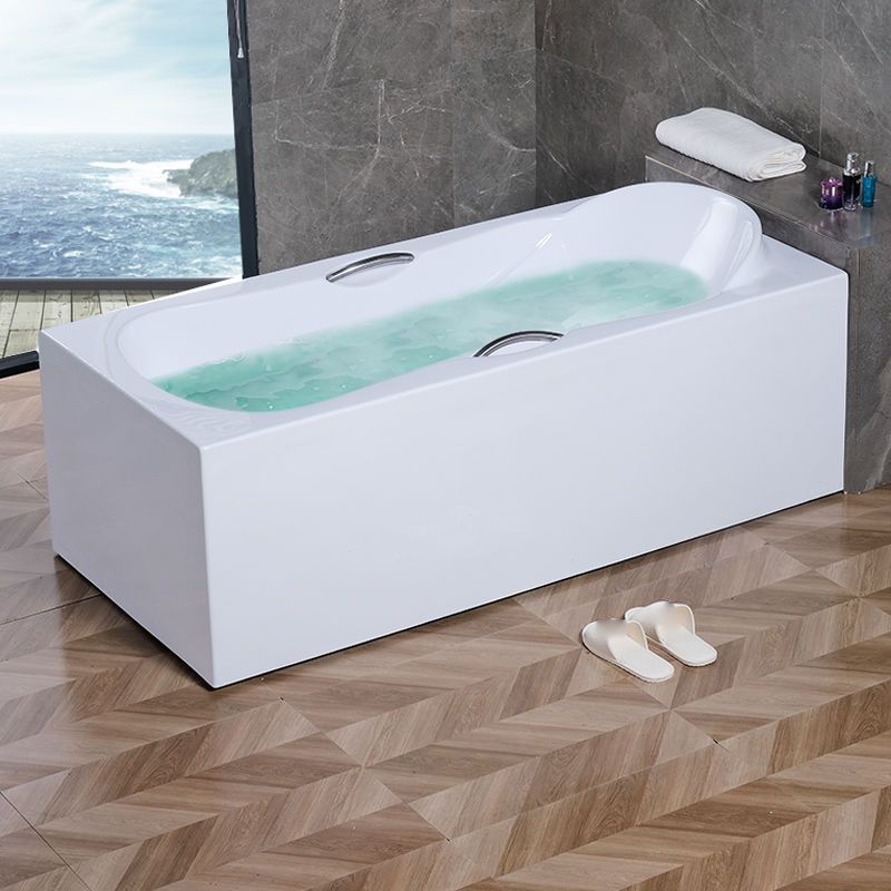 Acrylic Soaking Bath Antique Finish Rectangular Back to Wall Bath Tub Clearhalo 'Bathroom Remodel & Bathroom Fixtures' 'Bathtubs' 'Home Improvement' 'home_improvement' 'home_improvement_bathtubs' 'Showers & Bathtubs' 1200x1200_9604c7c8-6102-4a14-8299-5c3529c8430f