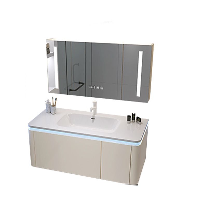 Wall Mount Wood Sink Vanity Modern Bathroom Vanity Set with Mirror Clearhalo 'Bathroom Remodel & Bathroom Fixtures' 'Bathroom Vanities' 'bathroom_vanities' 'Home Improvement' 'home_improvement' 'home_improvement_bathroom_vanities' 1200x1200_96237801-fc86-4c15-b5ed-d78f55e5af8c