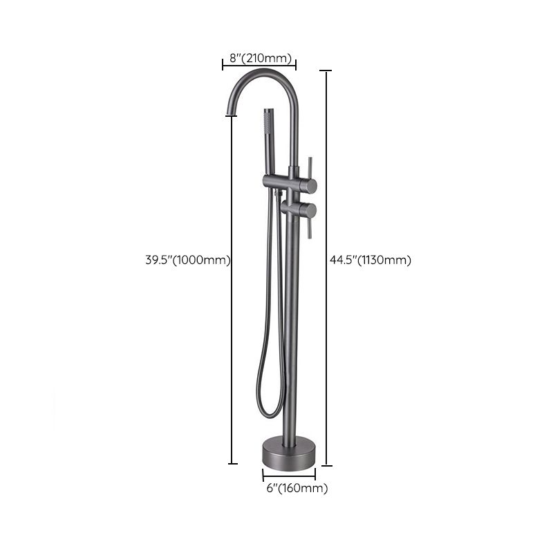 Modern Floor Mounted Metal Freestanding Tub Filler Swivel High Arc Freestanding Faucet Clearhalo 'Bathroom Remodel & Bathroom Fixtures' 'Bathtub Faucets' 'bathtub_faucets' 'Home Improvement' 'home_improvement' 'home_improvement_bathtub_faucets' 1200x1200_9630476c-993c-4124-8f3c-d7ebf723e63e