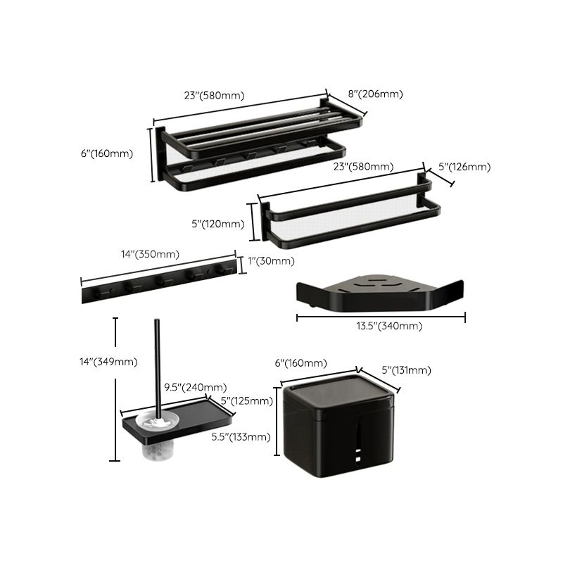 Modern Bathroom Set Towel Bar Paper Holder Black Bathroom Accessory Kit Clearhalo 'Bathroom Hardware Sets' 'Bathroom Hardware' 'Bathroom Remodel & Bathroom Fixtures' 'bathroom_hardware_sets' 'Home Improvement' 'home_improvement' 'home_improvement_bathroom_hardware_sets' 1200x1200_963cf8ea-aed9-4c23-a767-bcb458cd5020