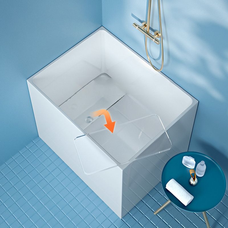 Modern Rectangle White Bathtub Acrylic Back to Wall with Drain Bath Tub Clearhalo 'Bathroom Remodel & Bathroom Fixtures' 'Bathtubs' 'Home Improvement' 'home_improvement' 'home_improvement_bathtubs' 'Showers & Bathtubs' 1200x1200_9650269d-620d-44bd-919a-3397ebb60e85