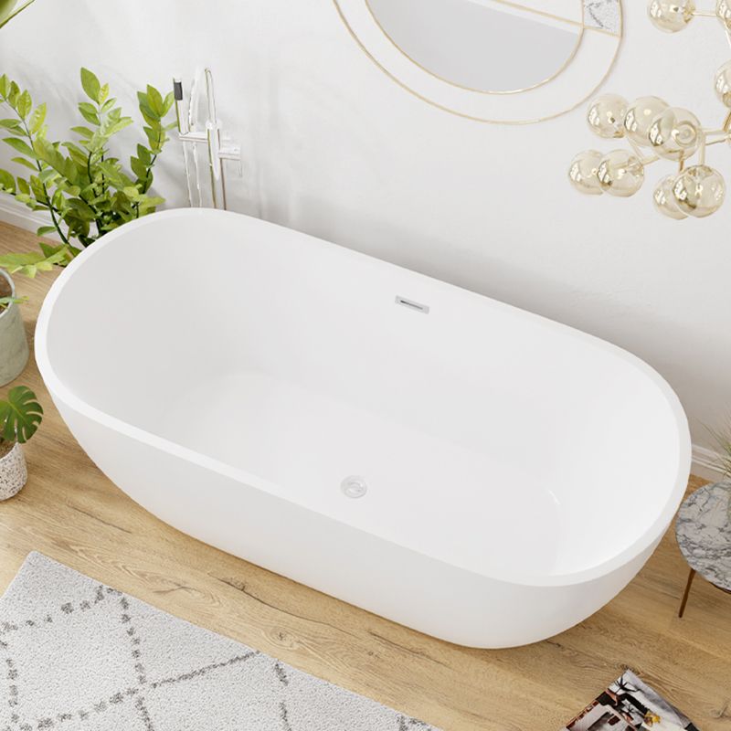 White Oval Bathtub with Drain Acrylic Soaking Freestanding Tub Clearhalo 'Bathroom Remodel & Bathroom Fixtures' 'Bathtubs' 'Home Improvement' 'home_improvement' 'home_improvement_bathtubs' 'Showers & Bathtubs' 1200x1200_96627e6f-9867-4ee6-8f61-15e76e289687