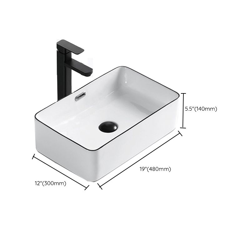 Modern Vessel Bathroom Sink Rectangular Porcelain Drain Assembly and Faucet Wash Stand Clearhalo 'Bathroom Remodel & Bathroom Fixtures' 'Bathroom Sinks & Faucet Components' 'Bathroom Sinks' 'bathroom_sink' 'Home Improvement' 'home_improvement' 'home_improvement_bathroom_sink' 1200x1200_96ac6eec-81f3-4ccd-a4ae-5c196197c635