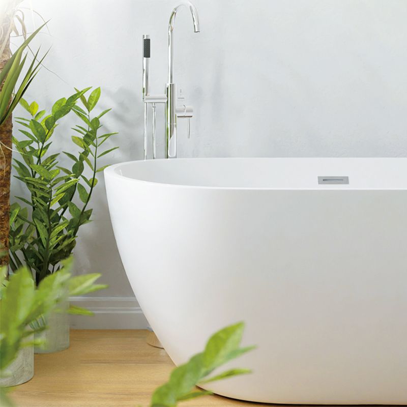 White Oval Bathtub with Drain Acrylic Soaking Freestanding Tub Clearhalo 'Bathroom Remodel & Bathroom Fixtures' 'Bathtubs' 'Home Improvement' 'home_improvement' 'home_improvement_bathtubs' 'Showers & Bathtubs' 1200x1200_96dc5f46-9392-4e90-9491-81d1609933db