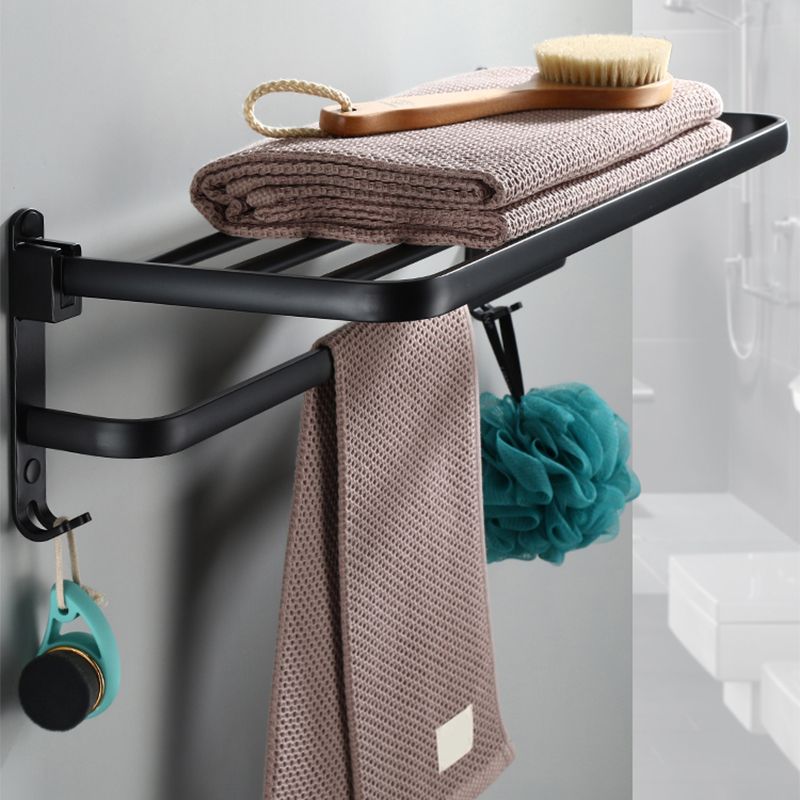 Contemporary Bathroom Accessory Set Black Finish Robe Hooks/Towel Ring Bar Clearhalo 'Bathroom Hardware Sets' 'Bathroom Hardware' 'Bathroom Remodel & Bathroom Fixtures' 'bathroom_hardware_sets' 'Home Improvement' 'home_improvement' 'home_improvement_bathroom_hardware_sets' 1200x1200_96fb63e6-0c1d-4784-b411-15b23b828040