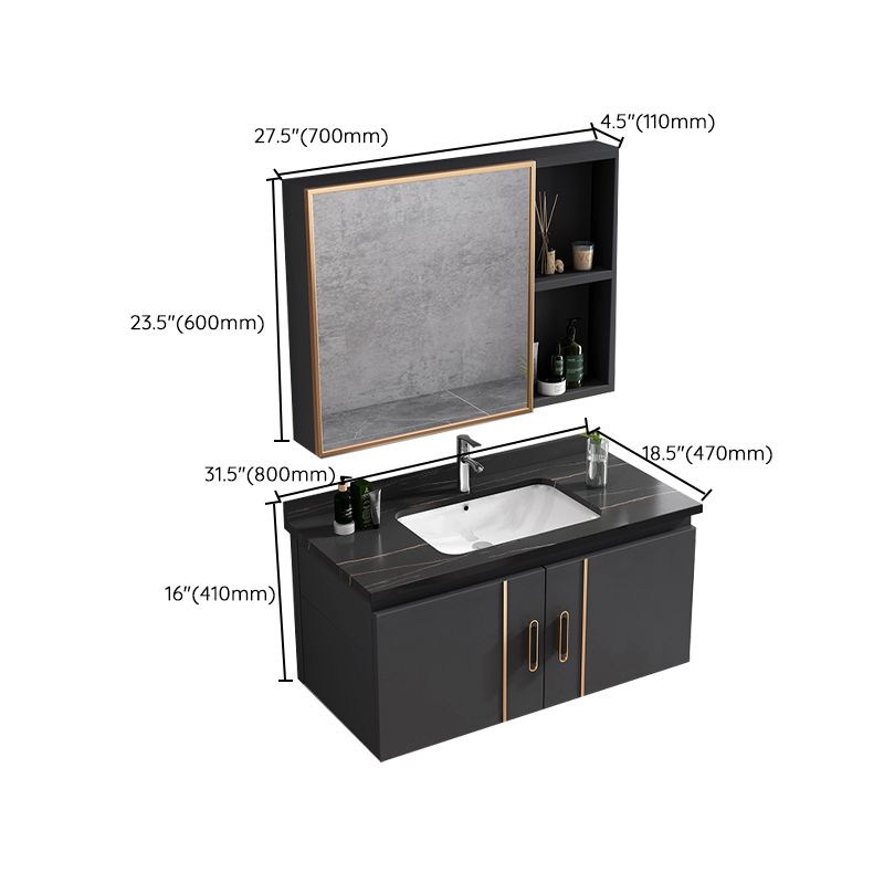 Rectangular Bathroom Vanity Modern Black Metal Frame Single Vanity Set Clearhalo 'Bathroom Remodel & Bathroom Fixtures' 'Bathroom Vanities' 'bathroom_vanities' 'Home Improvement' 'home_improvement' 'home_improvement_bathroom_vanities' 1200x1200_9703f625-9d16-41fc-9a40-20d10bafa610