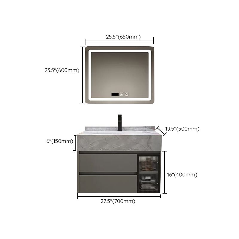 Modern Wall Mount Bath Vanity Gray Tone Vanity Cabinet with Mirror Cabinet Clearhalo 'Bathroom Remodel & Bathroom Fixtures' 'Bathroom Vanities' 'bathroom_vanities' 'Home Improvement' 'home_improvement' 'home_improvement_bathroom_vanities' 1200x1200_97379d73-d56e-40b0-9423-aa79a661f599