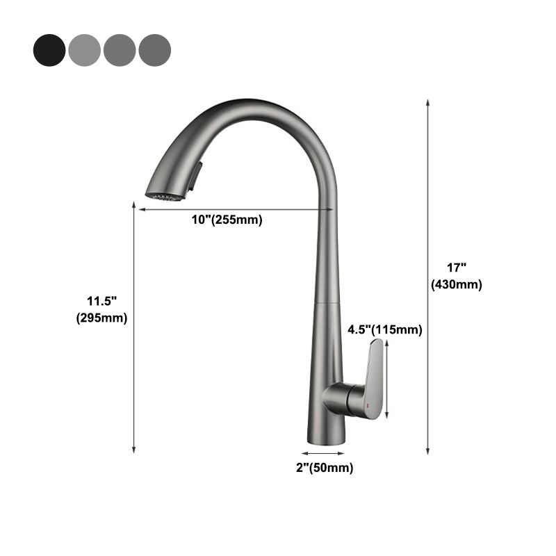 Modern Kitchen Faucet Stainless Steel Single Handle Retractable High Arc Kitchen Faucet Clearhalo 'Home Improvement' 'home_improvement' 'home_improvement_kitchen_faucets' 'Kitchen Faucets' 'Kitchen Remodel & Kitchen Fixtures' 'Kitchen Sinks & Faucet Components' 'kitchen_faucets' 1200x1200_97739fee-57e8-42e8-9b04-f5cb55d65b2f