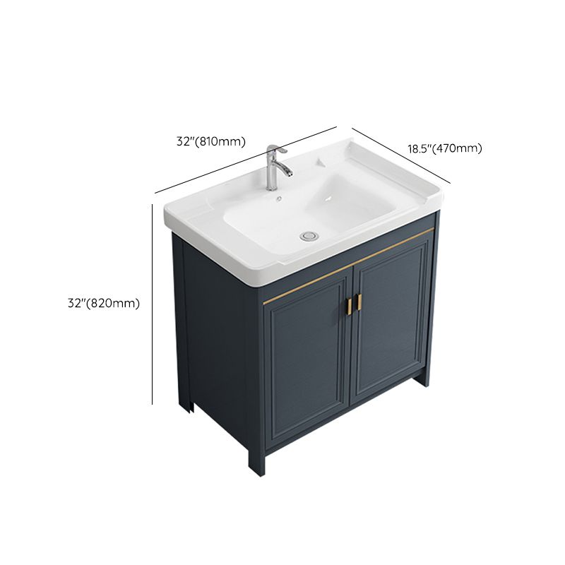 Single Blue Freestanding Bathroom Vanity Modern Metal Base Bath Vanity Clearhalo 'Bathroom Remodel & Bathroom Fixtures' 'Bathroom Vanities' 'bathroom_vanities' 'Home Improvement' 'home_improvement' 'home_improvement_bathroom_vanities' 1200x1200_9773df2f-db80-4ec8-9dde-50673ba44375