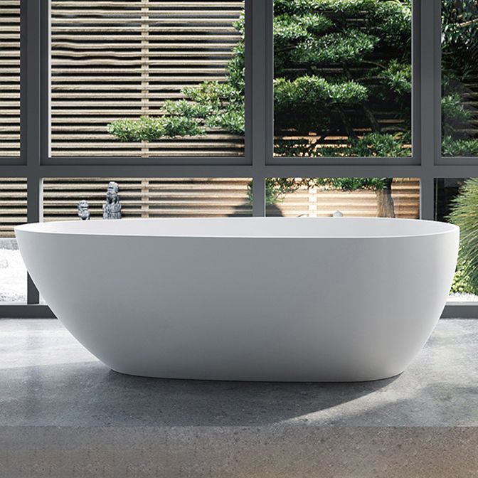 Soaking Stand Alone Tub with Drain Bathroom White Stone Bathtub Clearhalo 'Bathroom Remodel & Bathroom Fixtures' 'Bathtubs' 'Home Improvement' 'home_improvement' 'home_improvement_bathtubs' 'Showers & Bathtubs' 1200x1200_9796cf57-4134-4115-a666-bc3f6f1d8daf