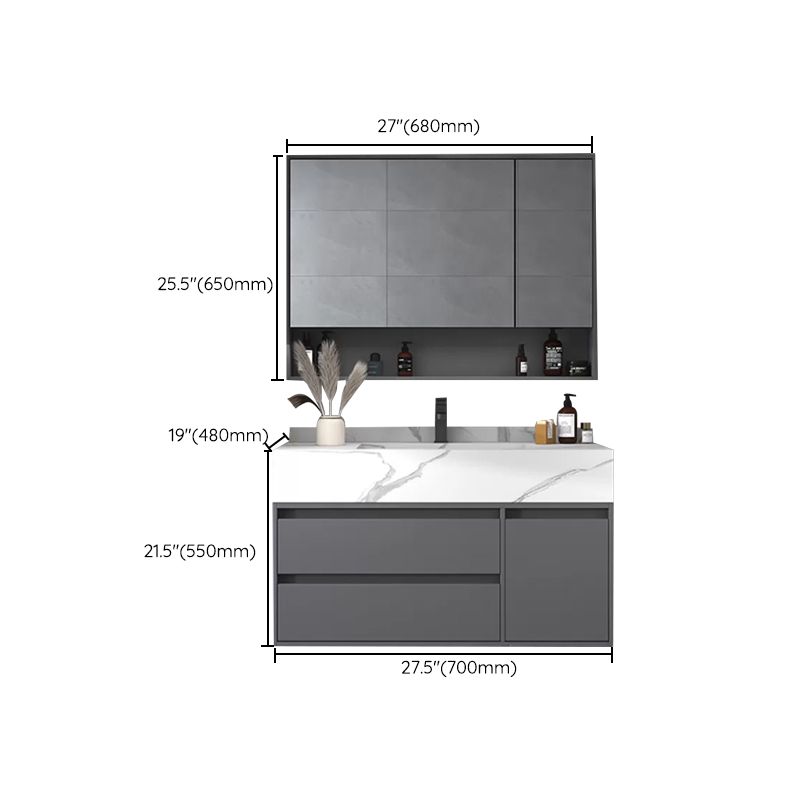 Modern Bathroom Vanity Set Mirror Included Rectangular Sink Drawer Sink Vanity Clearhalo 'Bathroom Remodel & Bathroom Fixtures' 'Bathroom Vanities' 'bathroom_vanities' 'Home Improvement' 'home_improvement' 'home_improvement_bathroom_vanities' 1200x1200_97b15155-d0fe-468a-9035-3a78f30f2541