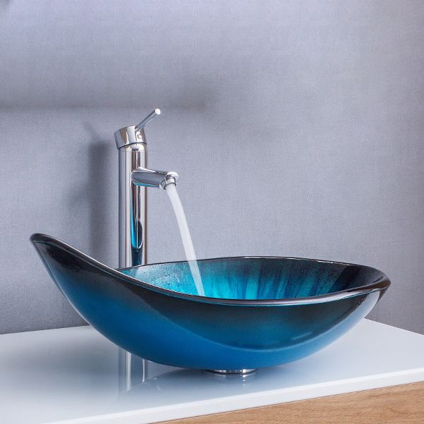 Creative Glass Vessel Sink Specialty Vessel Bathroom Sink with Pop-Up Drain Clearhalo 'Bathroom Remodel & Bathroom Fixtures' 'Bathroom Sinks & Faucet Components' 'Bathroom Sinks' 'bathroom_sink' 'Home Improvement' 'home_improvement' 'home_improvement_bathroom_sink' 1200x1200_97eb62de-dc91-4e75-b4be-11df274e7498