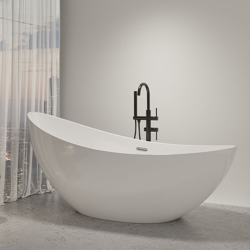 Modern Ellipse Acrylic Bathtub Freestand Soaking Bathtub with Drain Bath Tub Clearhalo 'Bathroom Remodel & Bathroom Fixtures' 'Bathtubs' 'Home Improvement' 'home_improvement' 'home_improvement_bathtubs' 'Showers & Bathtubs' 1200x1200_97f67d19-e7c6-4f4b-9f15-182c5bbd670c