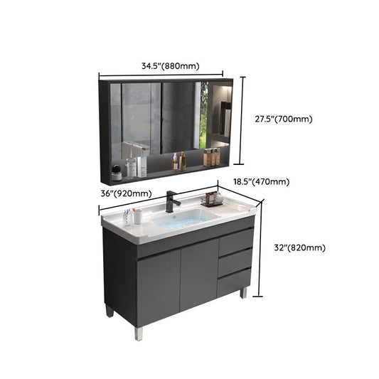 Grey Modern Solid Wood Single-Sink Open Console with Sink Set Clearhalo 'Bathroom Remodel & Bathroom Fixtures' 'Bathroom Vanities' 'bathroom_vanities' 'Home Improvement' 'home_improvement' 'home_improvement_bathroom_vanities' 1200x1200_981338c5-fe5e-4994-91e8-a625075927c9