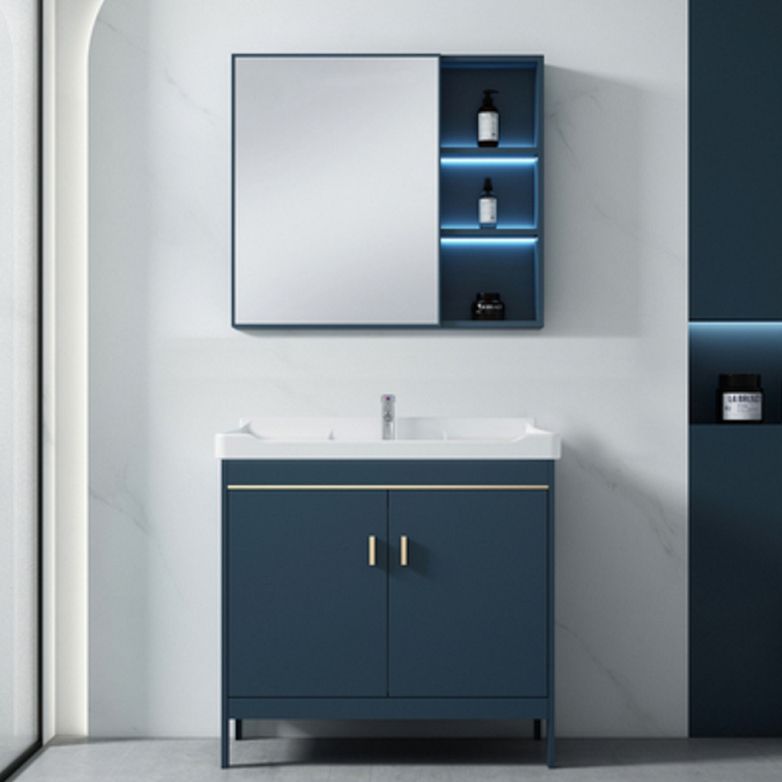 Modern Blue Bathroom Vanity Metal Frame Single-Sink Freestanding Vanity Set Clearhalo 'Bathroom Remodel & Bathroom Fixtures' 'Bathroom Vanities' 'bathroom_vanities' 'Home Improvement' 'home_improvement' 'home_improvement_bathroom_vanities' 1200x1200_9839cbcf-0f4c-4254-a40b-8993017a5dc7