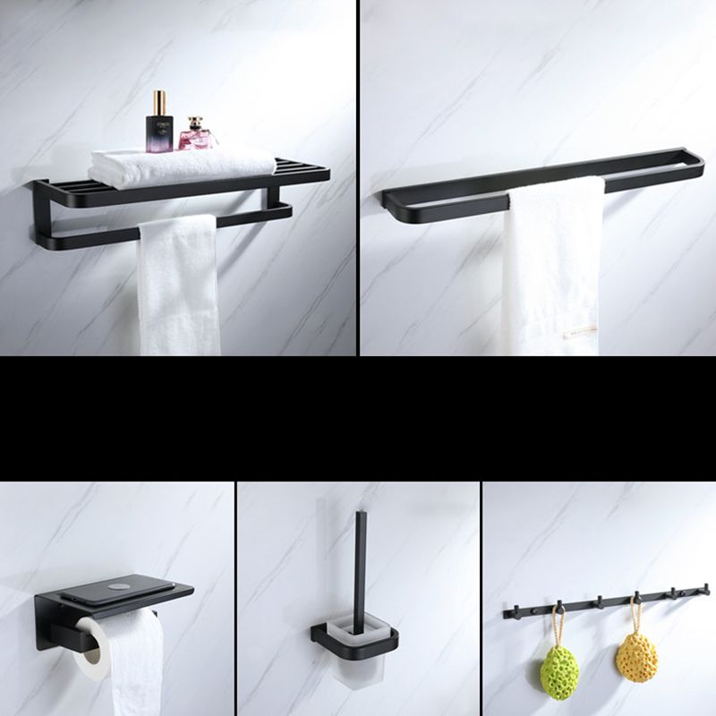 Modern Bathroom Hardware Set Bath Shelf Towel Bar Black Bath Hardware Set Clearhalo 'Bathroom Hardware Sets' 'Bathroom Hardware' 'Bathroom Remodel & Bathroom Fixtures' 'bathroom_hardware_sets' 'Home Improvement' 'home_improvement' 'home_improvement_bathroom_hardware_sets' 1200x1200_98427802-e010-4821-af93-3cb975938532