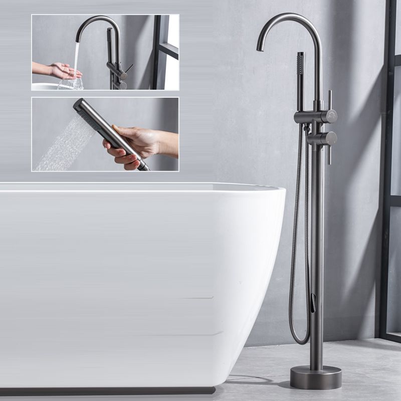 Floor Mounted Copper Freestanding Tub Filler Freestanding High Arc Tub Filler Trim Clearhalo 'Bathroom Remodel & Bathroom Fixtures' 'Bathtub Faucets' 'bathtub_faucets' 'Home Improvement' 'home_improvement' 'home_improvement_bathtub_faucets' 1200x1200_98906757-4954-43d1-8da4-c2030e73a057