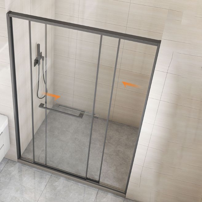 Matte Gray Bypass Shower Door Full Frame Tempered Glass Shower Door Clearhalo 'Bathroom Remodel & Bathroom Fixtures' 'Home Improvement' 'home_improvement' 'home_improvement_shower_tub_doors' 'Shower and Tub Doors' 'shower_tub_doors' 'Showers & Bathtubs' 1200x1200_98a2d826-c48c-440d-9ce7-5fbab191410c