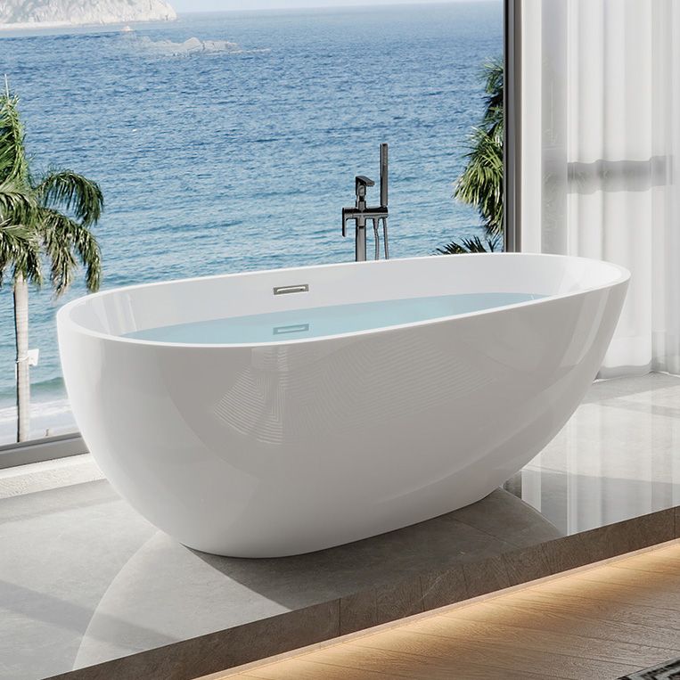 Modern Back to Wall Bath Freestanding Acrylic Soaking Bathtub Clearhalo 'Bathroom Remodel & Bathroom Fixtures' 'Bathtubs' 'Home Improvement' 'home_improvement' 'home_improvement_bathtubs' 'Showers & Bathtubs' 1200x1200_98aa8942-6aca-4ab1-8472-0a72da216d37