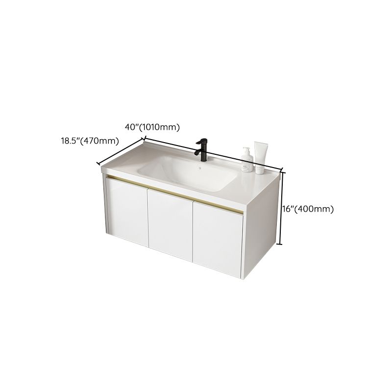 Wall Mount Bath Vanity White Rectangular Single Sink Mirror Metal Frame Vanity with Doors Clearhalo 'Bathroom Remodel & Bathroom Fixtures' 'Bathroom Vanities' 'bathroom_vanities' 'Home Improvement' 'home_improvement' 'home_improvement_bathroom_vanities' 1200x1200_98aebbd8-15e7-4899-ae69-402d7288f8fc