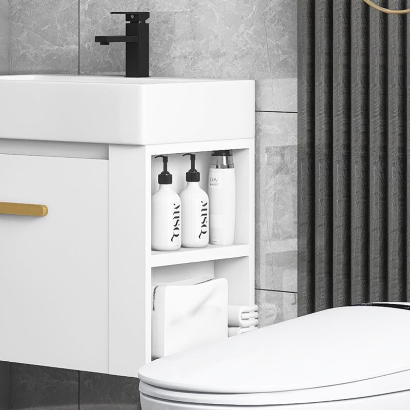 Modern Single Sink Vanity Set Wall Mount White Ceramic Vanity Clearhalo 'Bathroom Remodel & Bathroom Fixtures' 'Bathroom Vanities' 'bathroom_vanities' 'Home Improvement' 'home_improvement' 'home_improvement_bathroom_vanities' 1200x1200_98f6cd9d-92c9-4e05-9b3c-a29b2e265bcb