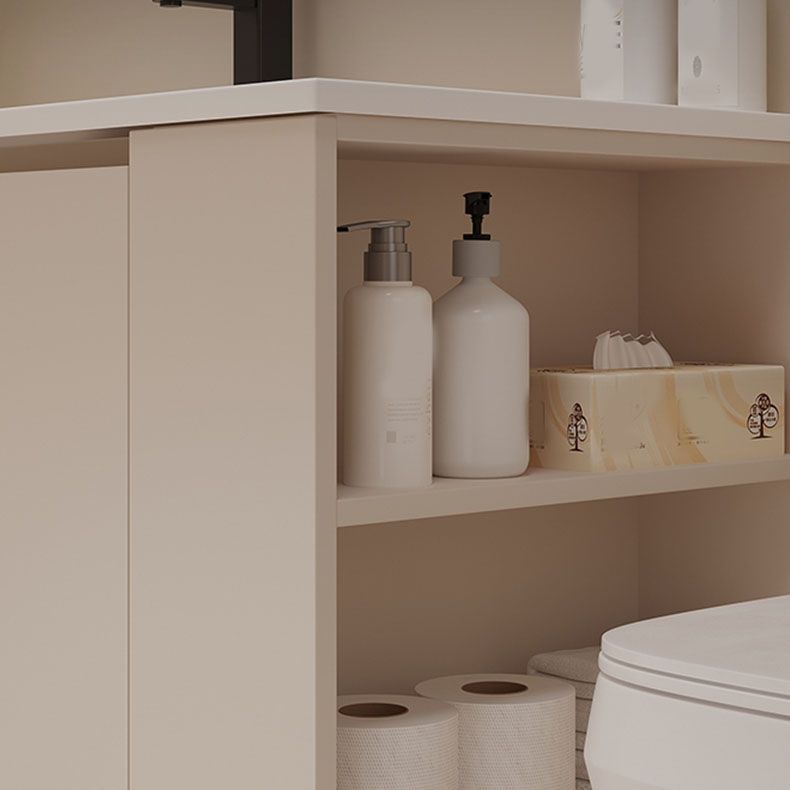 White Wood Wall Mounted Standard Modern Open Console with Sink Set Clearhalo 'Bathroom Remodel & Bathroom Fixtures' 'Bathroom Vanities' 'bathroom_vanities' 'Home Improvement' 'home_improvement' 'home_improvement_bathroom_vanities' 1200x1200_990f7ba7-6b6f-4fef-8a27-4cb5a326f733
