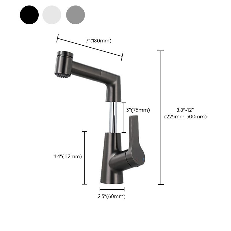 Modern Pull-out Faucet Single Lever Handle Faucet for Bathroom Clearhalo 'Bathroom Remodel & Bathroom Fixtures' 'Bathroom Sink Faucets' 'Bathroom Sinks & Faucet Components' 'bathroom_sink_faucets' 'Home Improvement' 'home_improvement' 'home_improvement_bathroom_sink_faucets' 1200x1200_9920f60c-3d1d-407a-be53-c13c07f8f8a2