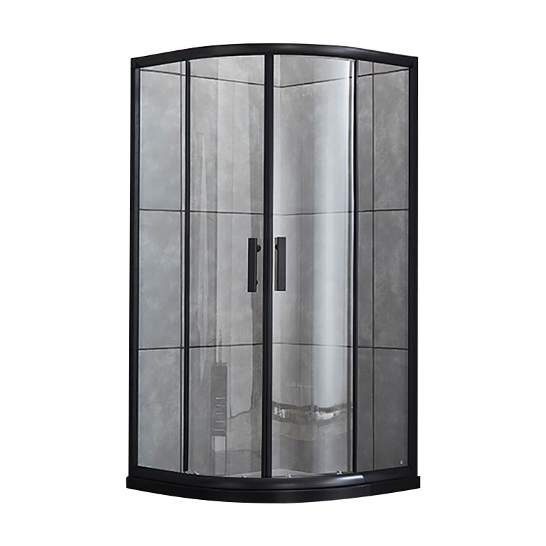 Rounded Matt Black Shower Enclosure Tempered Glass Corner Shower Enclosure Clearhalo 'Bathroom Remodel & Bathroom Fixtures' 'Home Improvement' 'home_improvement' 'home_improvement_shower_stalls_enclosures' 'Shower Stalls & Enclosures' 'shower_stalls_enclosures' 'Showers & Bathtubs' 1200x1200_99ae0d76-d22d-475f-95fd-4054cd953237