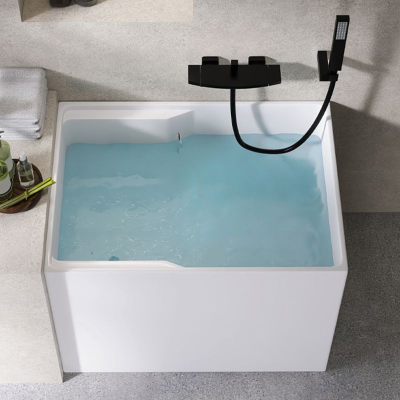 Modern Rectangular White Bathtub Acrylic Back to Wall with Drain Bath Tub Clearhalo 'Bathroom Remodel & Bathroom Fixtures' 'Bathtubs' 'Home Improvement' 'home_improvement' 'home_improvement_bathtubs' 'Showers & Bathtubs' 1200x1200_99b24a10-8b31-4817-83a5-acaeca9df22e