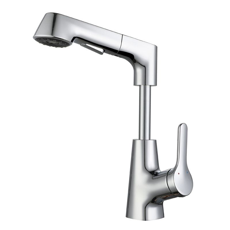 Modern Style Retractable Vessel Faucet Single Handle Copper Vessel Faucet for Bathroom Clearhalo 'Bathroom Remodel & Bathroom Fixtures' 'Bathroom Sink Faucets' 'Bathroom Sinks & Faucet Components' 'bathroom_sink_faucets' 'Home Improvement' 'home_improvement' 'home_improvement_bathroom_sink_faucets' 1200x1200_99be8184-08df-4dc2-83b0-d920b87f9384