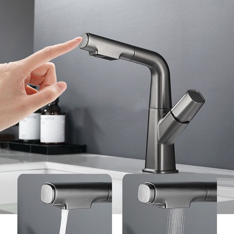 Modern Vessel Faucet Brass Lever Handles Swivel Spout Bathroom Sink Faucet Clearhalo 'Bathroom Remodel & Bathroom Fixtures' 'Bathroom Sink Faucets' 'Bathroom Sinks & Faucet Components' 'bathroom_sink_faucets' 'Home Improvement' 'home_improvement' 'home_improvement_bathroom_sink_faucets' 1200x1200_99cad76b-1f5c-4d0b-bf28-60773a188086