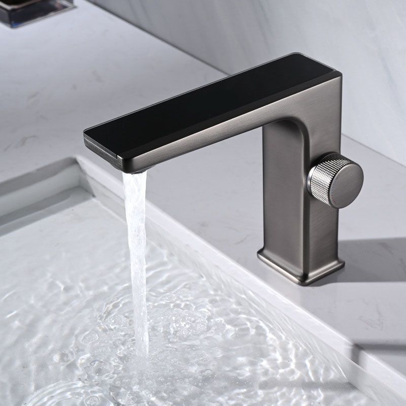 Contemporary Faucet Solid Color Metal LED Vanity Sink Faucet for Bathroom Clearhalo 'Bathroom Remodel & Bathroom Fixtures' 'Bathroom Sink Faucets' 'Bathroom Sinks & Faucet Components' 'bathroom_sink_faucets' 'Home Improvement' 'home_improvement' 'home_improvement_bathroom_sink_faucets' 1200x1200_99ed2451-1435-4a07-b7b0-00cda9d65211