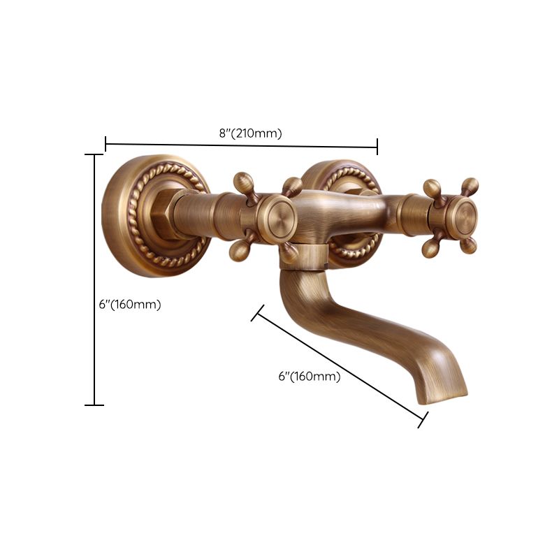 Traditional Wall Mounted Metal Tub Filler Double Handles Waterfall Tub Faucet Trim Clearhalo 'Bathroom Remodel & Bathroom Fixtures' 'Bathtub Faucets' 'bathtub_faucets' 'Home Improvement' 'home_improvement' 'home_improvement_bathtub_faucets' 1200x1200_99f0241d-88c3-4352-8bee-7eb6e0e61071