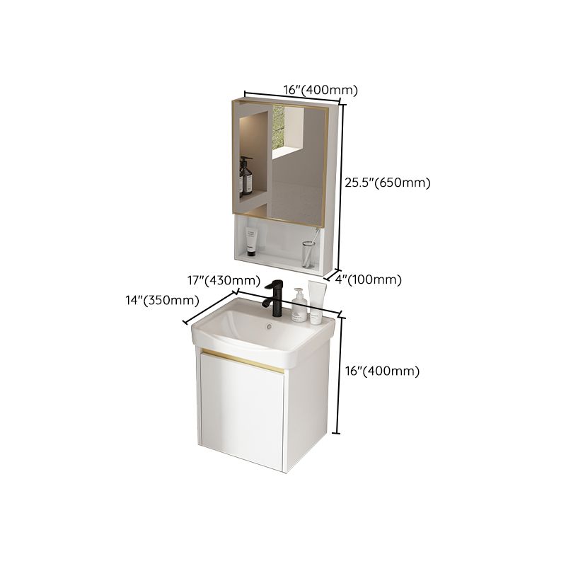 Wall Mount Bath Vanity White Rectangular Single Sink Mirror Metal Frame Vanity with Doors Clearhalo 'Bathroom Remodel & Bathroom Fixtures' 'Bathroom Vanities' 'bathroom_vanities' 'Home Improvement' 'home_improvement' 'home_improvement_bathroom_vanities' 1200x1200_9a173a58-c42d-4056-aae0-bdb3eb212e91