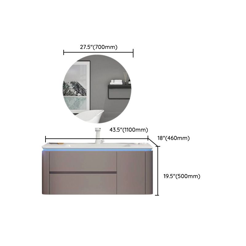 Modern Sink Vanity Ceramic Top Wall-Mounted with Soft Close Door Clearhalo 'Bathroom Remodel & Bathroom Fixtures' 'Bathroom Vanities' 'bathroom_vanities' 'Home Improvement' 'home_improvement' 'home_improvement_bathroom_vanities' 1200x1200_9a29a6a0-2c4c-4390-bf35-b022c1574004