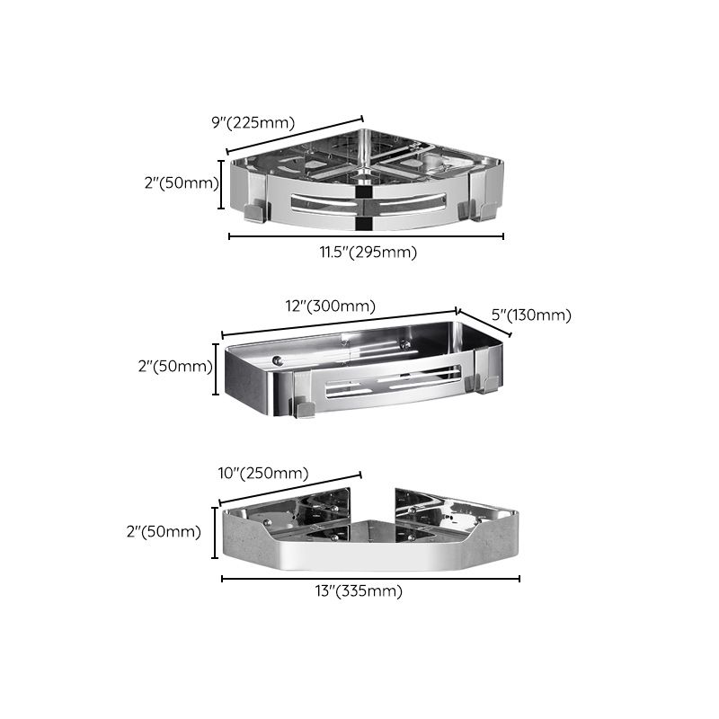 Stainless Steel Bathroom Hardware Set Modern 3 Piece Bath Shelf Clearhalo 'Bathroom Hardware Sets' 'Bathroom Hardware' 'Bathroom Remodel & Bathroom Fixtures' 'bathroom_hardware_sets' 'Home Improvement' 'home_improvement' 'home_improvement_bathroom_hardware_sets' 1200x1200_9a392049-39cd-4981-9bae-07c377363c92