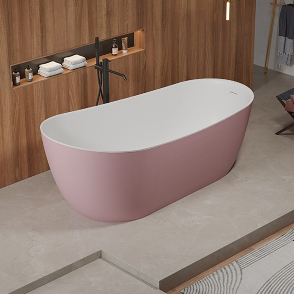 Modern Antique Finish Soaking Bathtub Stand Alone Oval Bath Tub Clearhalo 'Bathroom Remodel & Bathroom Fixtures' 'Bathtubs' 'Home Improvement' 'home_improvement' 'home_improvement_bathtubs' 'Showers & Bathtubs' 1200x1200_9a4e1356-d98c-4abc-9569-015d724c3945