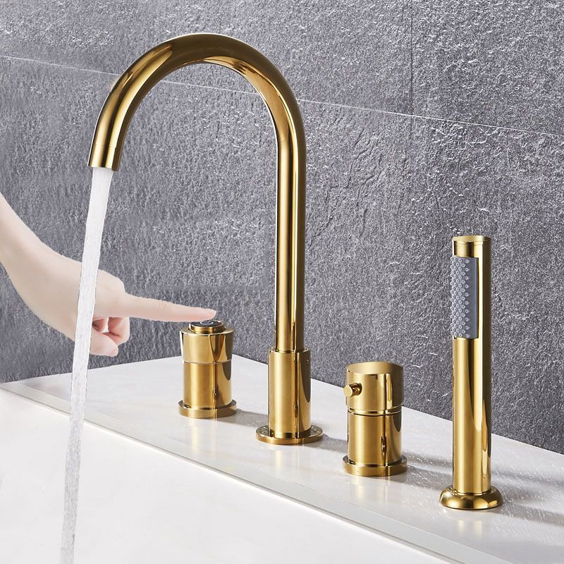 Modern Style Roman Tub Faucet Deck-Mount Copper Roman Tub Faucet Clearhalo 'Bathroom Remodel & Bathroom Fixtures' 'Bathtub Faucets' 'bathtub_faucets' 'Home Improvement' 'home_improvement' 'home_improvement_bathtub_faucets' 1200x1200_9a5f47cb-f9f4-47d8-9f70-22630e846360