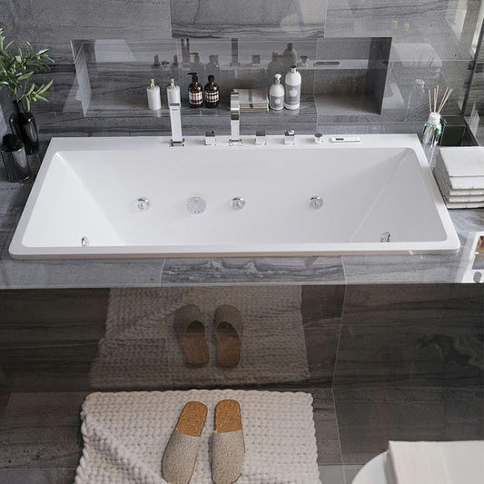 Contemporary Rectangle Drop-in Bathtub Acrylic Soaking/Whirlpool Bathtub Clearhalo 'Bathroom Remodel & Bathroom Fixtures' 'Bathtubs' 'Home Improvement' 'home_improvement' 'home_improvement_bathtubs' 'Showers & Bathtubs' 1200x1200_9a782c1c-76c6-48c1-b1de-c91b89ccf214