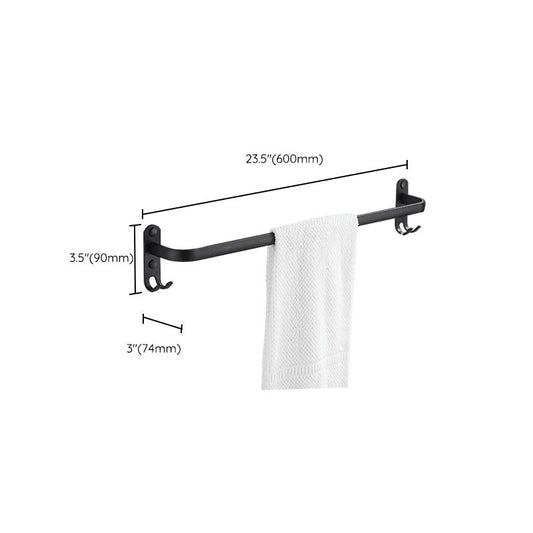 Modern Black Aluminum Bath Hardware Set Towel Bar Bathroom Hardware Clearhalo 'Bathroom Hardware Sets' 'Bathroom Hardware' 'Bathroom Remodel & Bathroom Fixtures' 'bathroom_hardware_sets' 'Home Improvement' 'home_improvement' 'home_improvement_bathroom_hardware_sets' 1200x1200_9a84f60f-df7a-423b-b93d-19653bd3f0eb