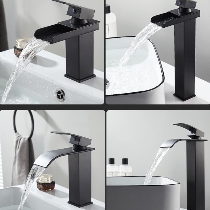 Waterfall Spout Vessel Sink Faucet Single Handle Square Faucet Clearhalo 'Accueil' 'Amélioration Domiciliaire' 'bathroom_sink_faucets' 'Ensembles de Lavabo & de Robinet de Toilette' 'home_improvement' 'home_improvement_bathroom_sink_faucets' 'Robinet de Lavabo de Salle de Bain' 'Rénovation et Équipement de Salle de Bain' 1200x1200_9a92f1a4-439e-495d-aaf3-7a8917d2bda7