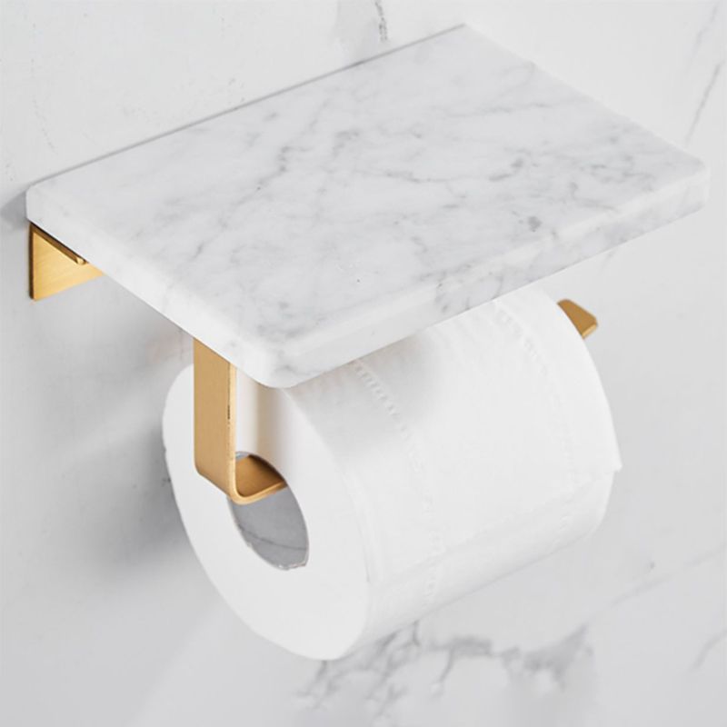 Brushed Brass Bathroom Accessory Set Metal & Marble Bathroom Hardware Set with Bath Shelf Clearhalo 'Bathroom Hardware Sets' 'Bathroom Hardware' 'Bathroom Remodel & Bathroom Fixtures' 'bathroom_hardware_sets' 'Home Improvement' 'home_improvement' 'home_improvement_bathroom_hardware_sets' 1200x1200_9aa03fc9-185d-4552-9328-c44ed2caf387