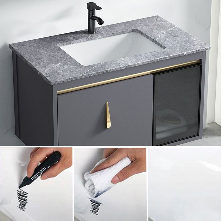 Contemporary Gray Vanity Sink Wall Mounted Bathroom Vanity Cabinet Clearhalo 'Bathroom Remodel & Bathroom Fixtures' 'Bathroom Vanities' 'bathroom_vanities' 'Home Improvement' 'home_improvement' 'home_improvement_bathroom_vanities' 1200x1200_9ac8f4c2-96e6-489c-b2b7-9e5523f96687