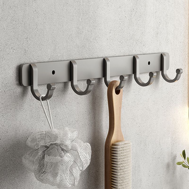 Gray Contemporary Bathroom Accessory Set Bath Shelf/Towel Bar & Robe Hooks Included Clearhalo 'Bathroom Hardware Sets' 'Bathroom Hardware' 'Bathroom Remodel & Bathroom Fixtures' 'bathroom_hardware_sets' 'Home Improvement' 'home_improvement' 'home_improvement_bathroom_hardware_sets' 1200x1200_9acefa48-4436-4291-b6ca-6660f9b96933