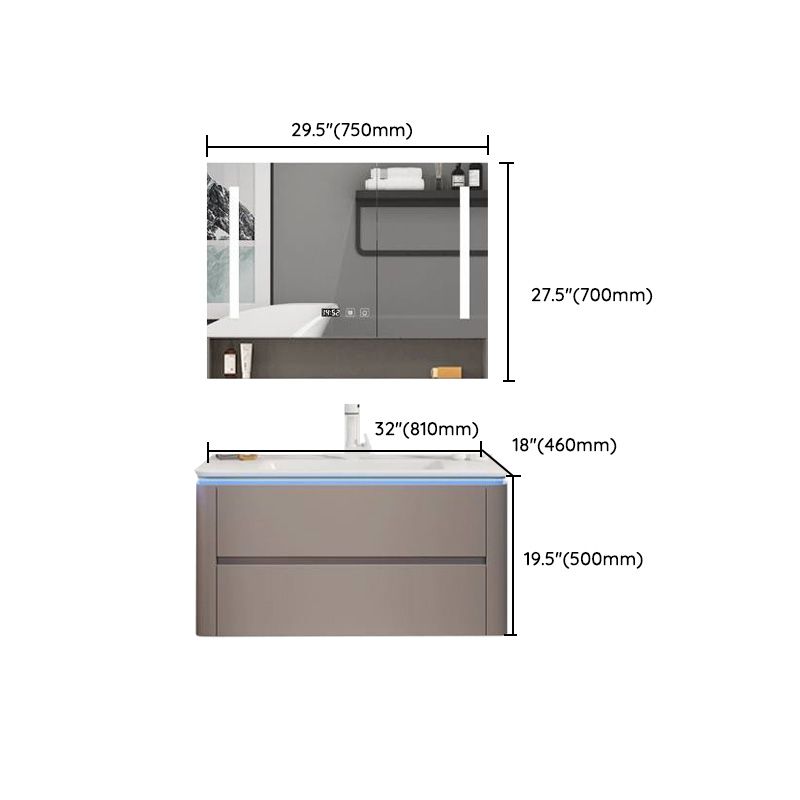 Modern Sink Vanity Ceramic Top Wall-Mounted with Soft Close Door Clearhalo 'Bathroom Remodel & Bathroom Fixtures' 'Bathroom Vanities' 'bathroom_vanities' 'Home Improvement' 'home_improvement' 'home_improvement_bathroom_vanities' 1200x1200_9acfe6c9-8b11-4330-bdf7-8d92a55e5f94