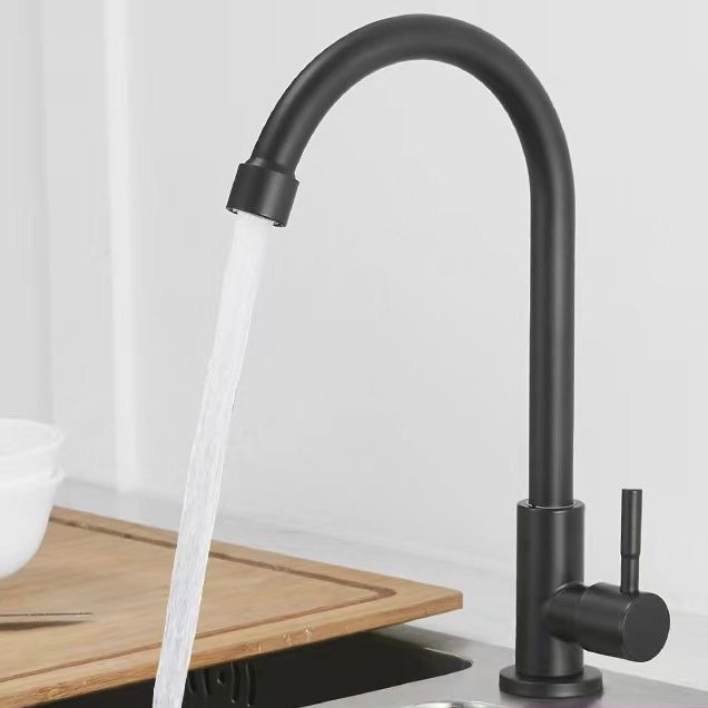 Traditional 1-Handle Faucets Black and Silver Stainless Steel Gooseneck Faucets Clearhalo 'Home Improvement' 'home_improvement' 'home_improvement_kitchen_faucets' 'Kitchen Faucets' 'Kitchen Remodel & Kitchen Fixtures' 'Kitchen Sinks & Faucet Components' 'kitchen_faucets' 1200x1200_9ae8db3c-3610-4757-9ff9-e4cfbd8e5aac